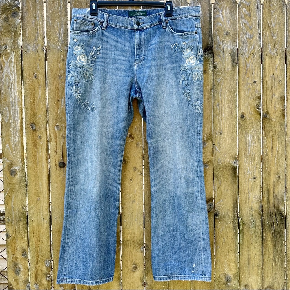 Lauren Ralph Lauren Jeans Embroidered Floral Jeans Sz 14